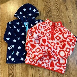 Girls fleece pullover full zip size 10-12 bundle of (2) graphic pattern stars